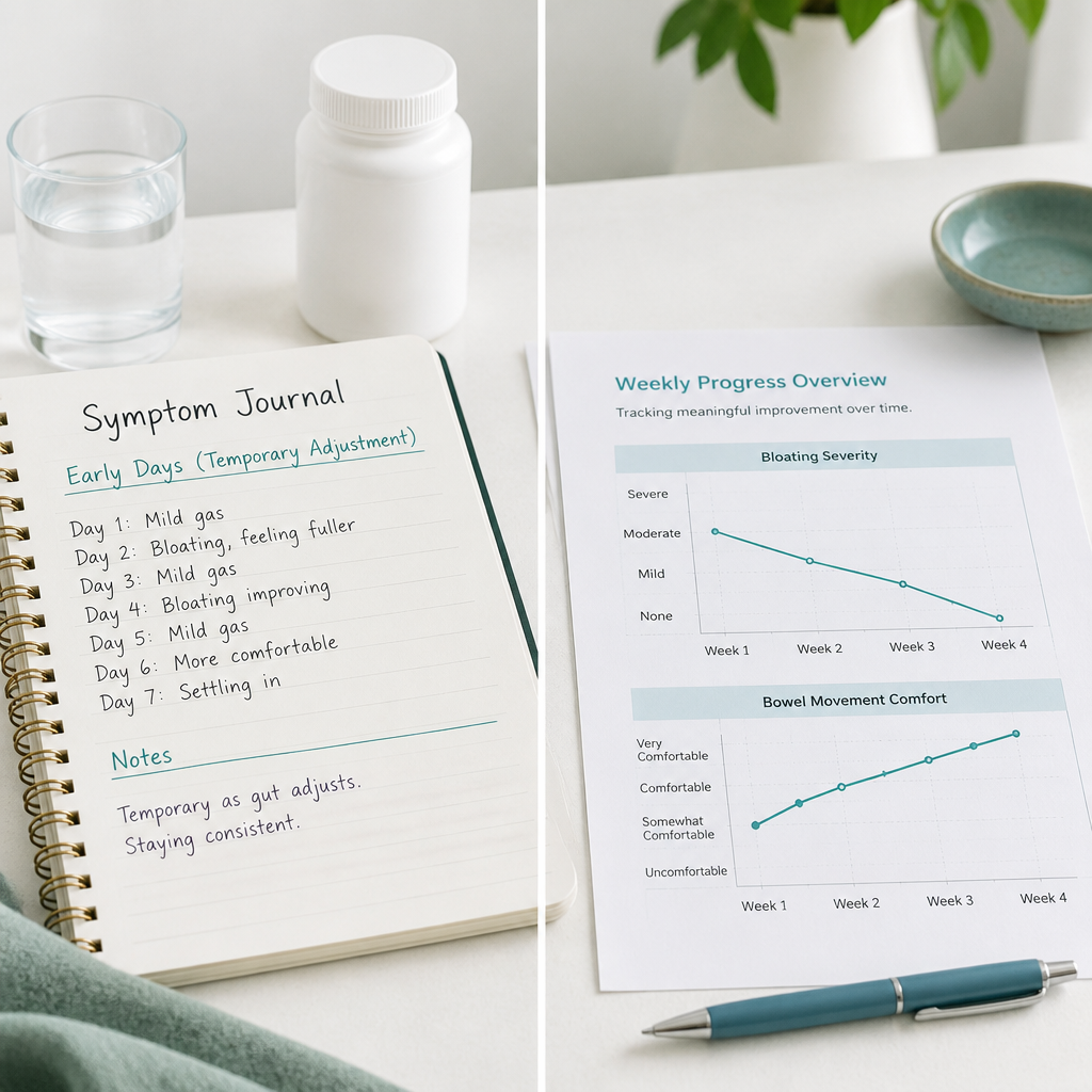 Tracking early probiotic gas and bloating versus sustained digestive improvement