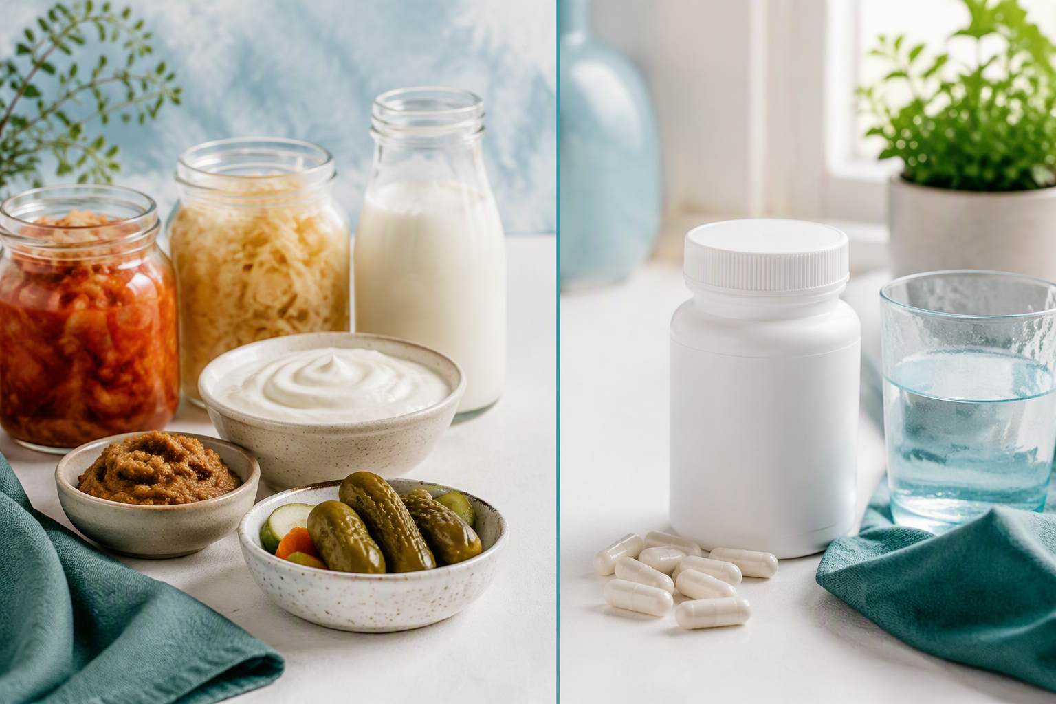 Probiotic foods and supplements compared for digestive health