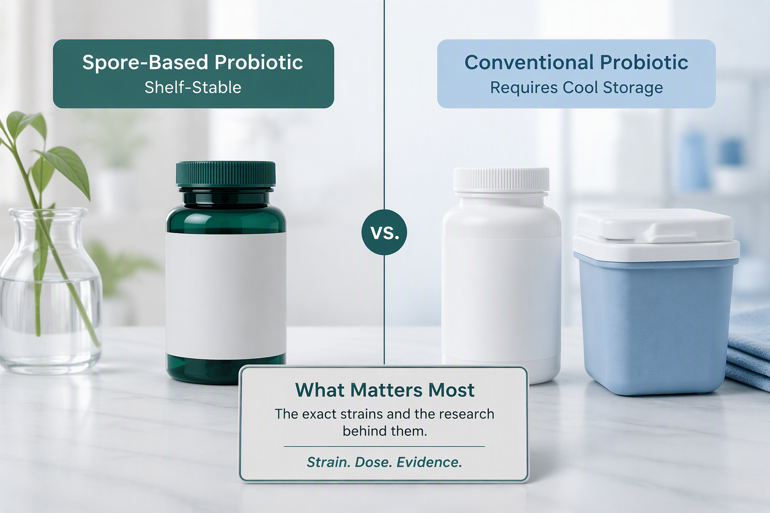 Comparison of spore-based Bacillus and conventional probiotics