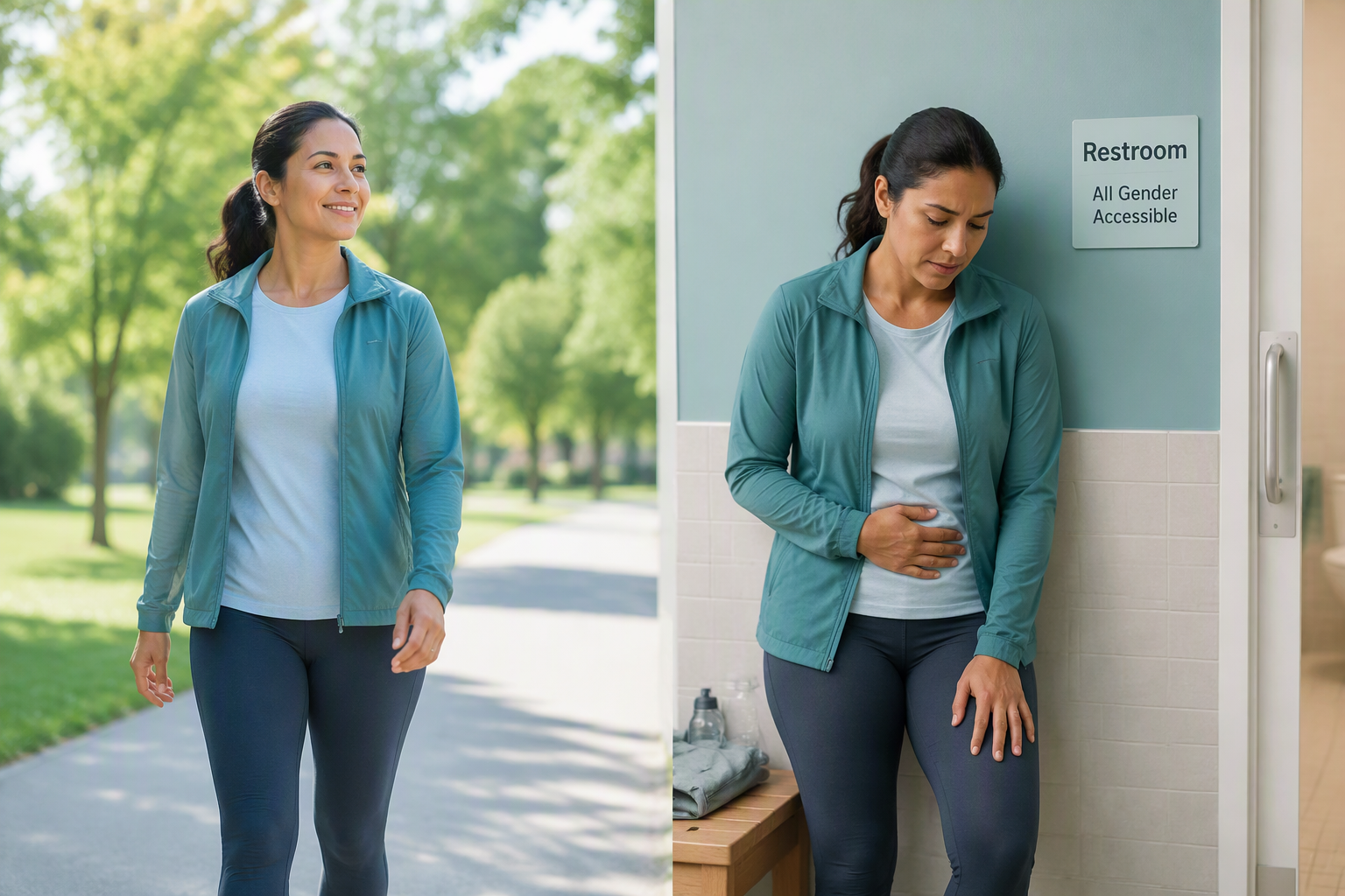 Adult adjusting exercise intensity while managing IBS symptoms