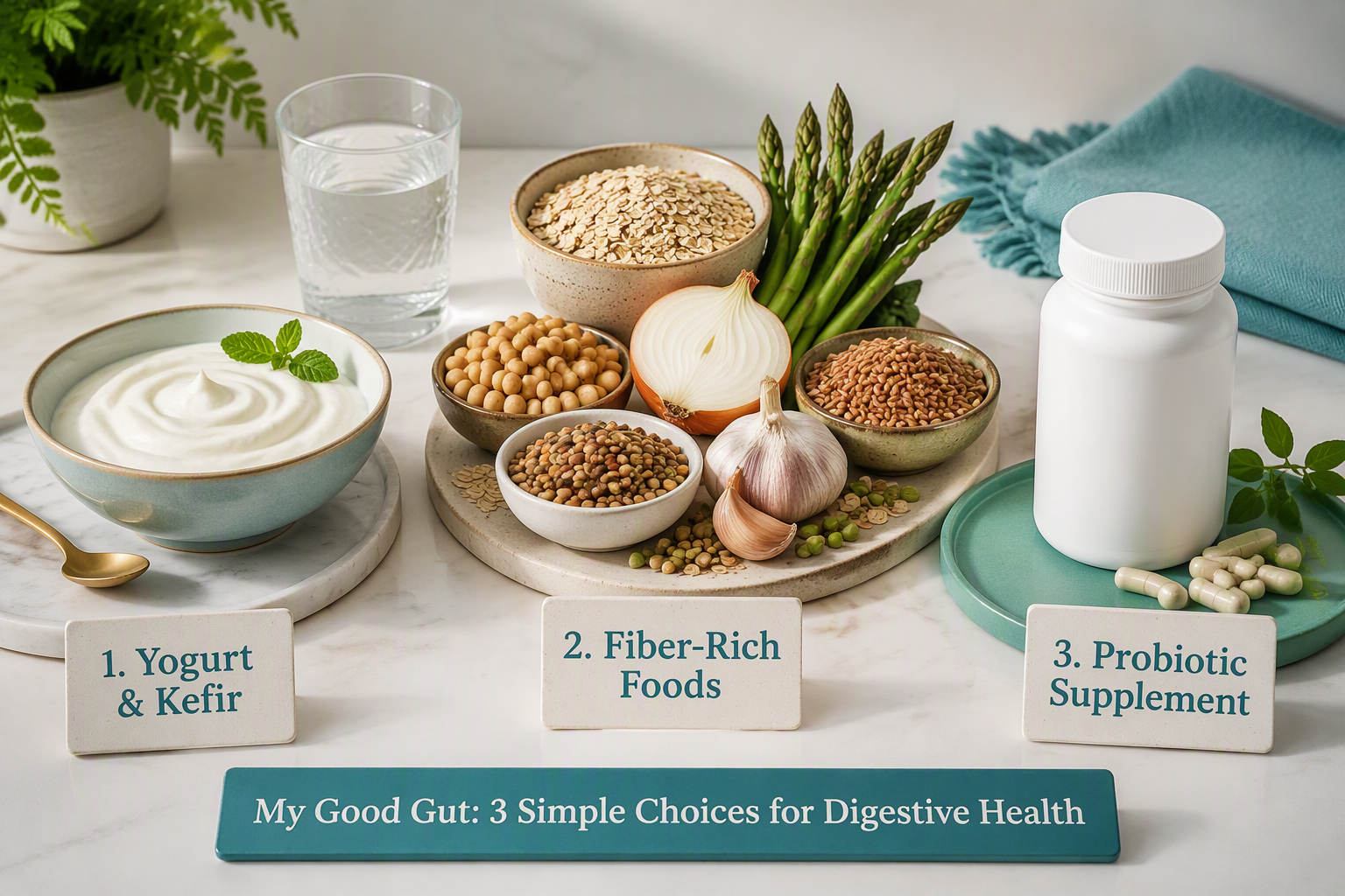 Fermented foods, fiber, and Bifidobacterium probiotic supplements