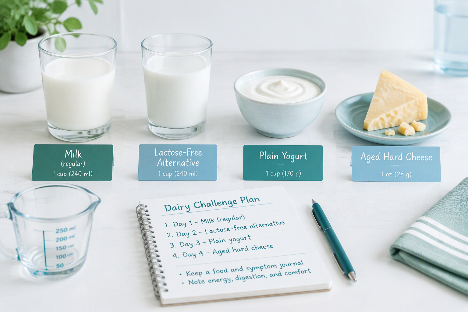 Measured dairy foods for a structured lactose challenge