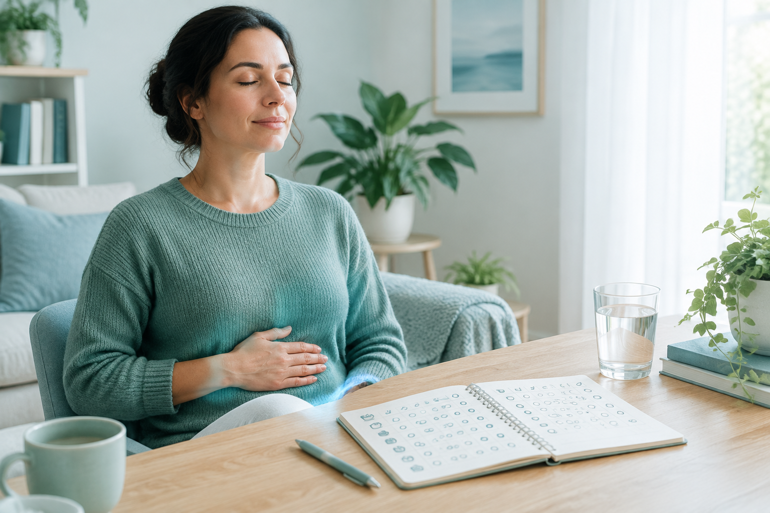 Adult tracking IBS, constipation, stress, and stomach tightness symptoms