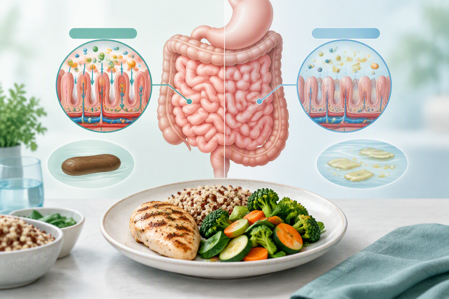 Malabsorption, pale oily stools, and unintentional weight loss with digestive symptoms