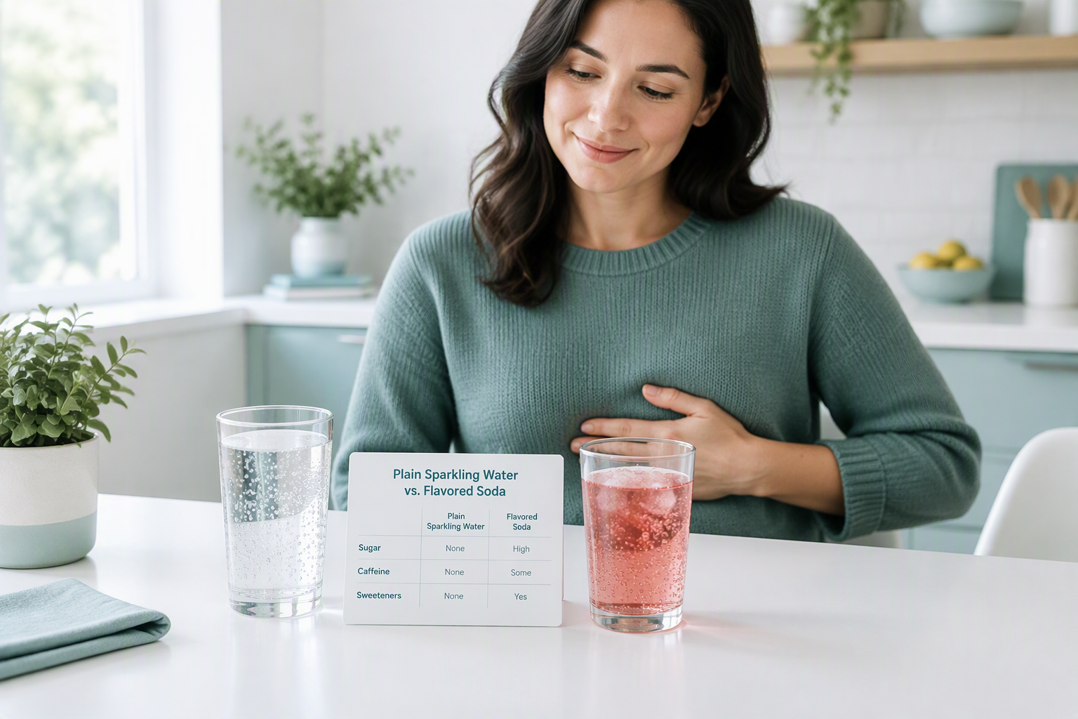 Sparkling water and soda compared for carbonated drinks, bloating, and digestion