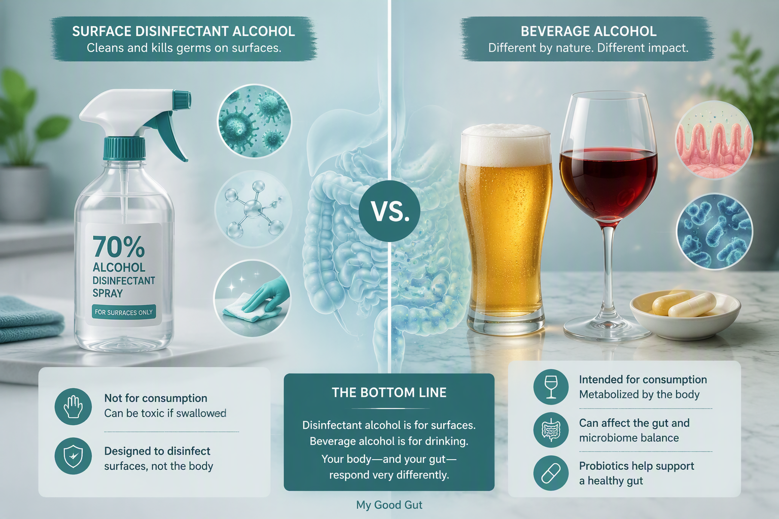 Alcohol strength comparison with probiotic supplement and gut microbiome