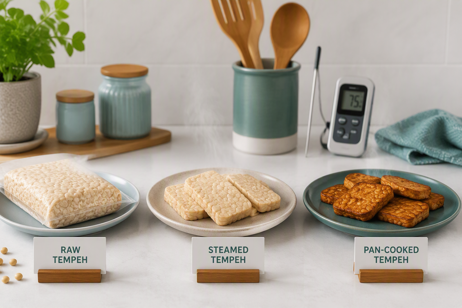 Cooking tempeh by steaming and pan-frying can reduce live microorganisms