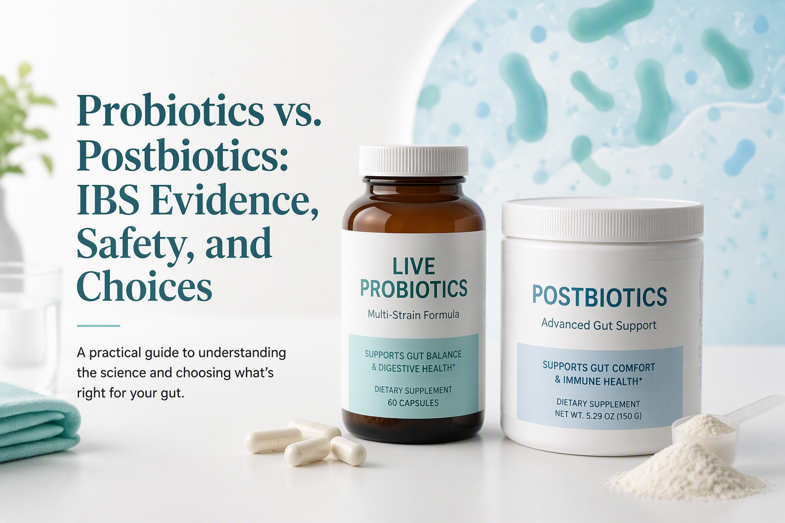 Probiotics vs. postbiotics for IBS evidence, safety, and supplement choices