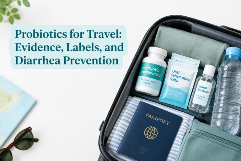Probiotics for travel kit with safe water, ORS, and hygiene supplies