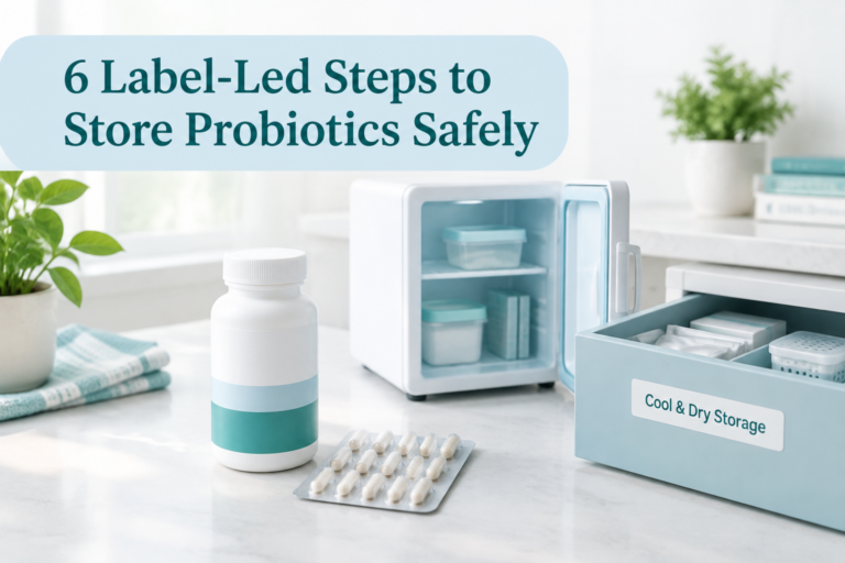 Probiotic bottle, refrigerator, and storage drawer for safely storing probiotics
