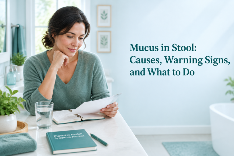 Mucus in stool guide with symptom journal and medical warning signs