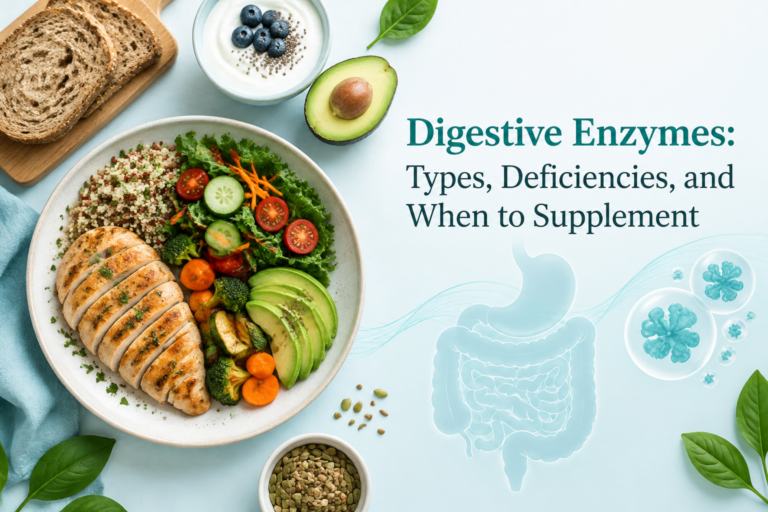 Digestive enzymes, food, and supplement guidance for types, deficiencies, and timing
