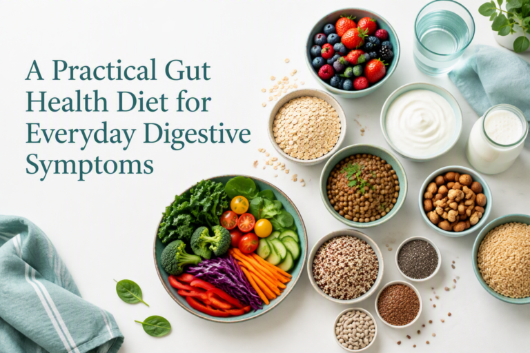 Practical gut health diet with fiber-rich foods for everyday digestive symptoms