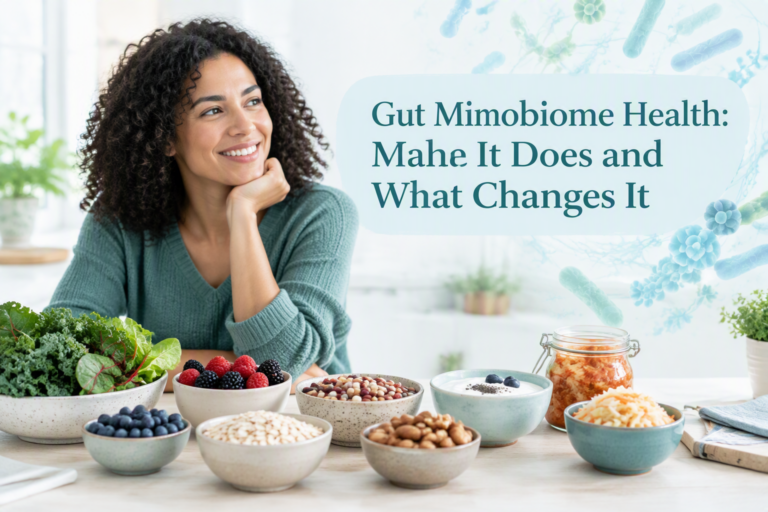 Gut microbiome health with fiber-rich foods and diverse gut bacteria