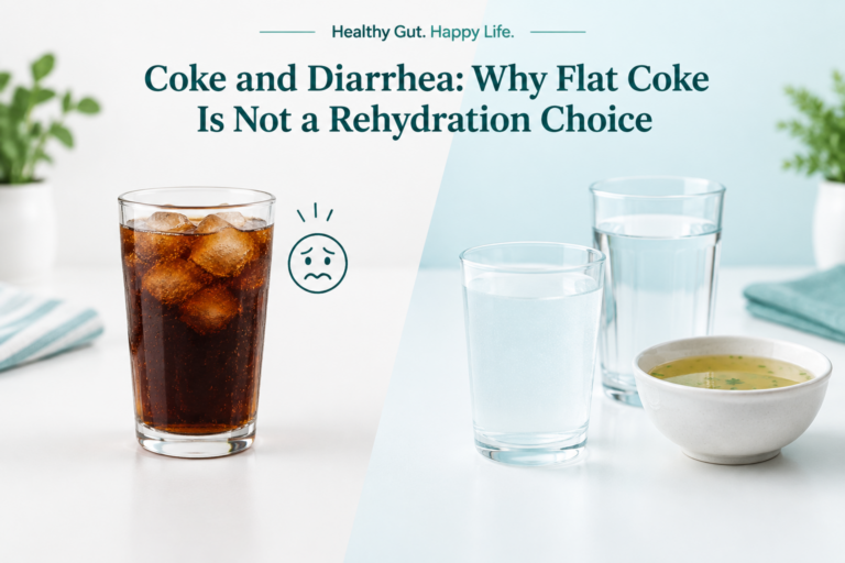 Coke and diarrhea comparison showing flat Coke beside oral rehydration solution