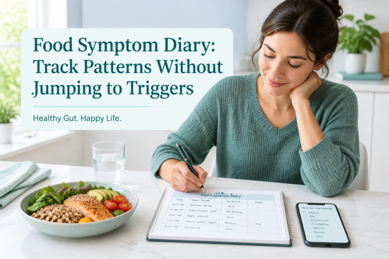 Food symptom diary with meal notes for tracking digestive patterns