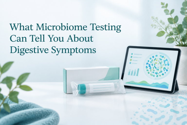 Microbiome testing kit and report for digestive symptoms