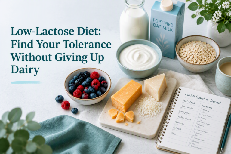 Low-lactose diet with lactose-free milk, yogurt, aged cheese, and dairy alternatives