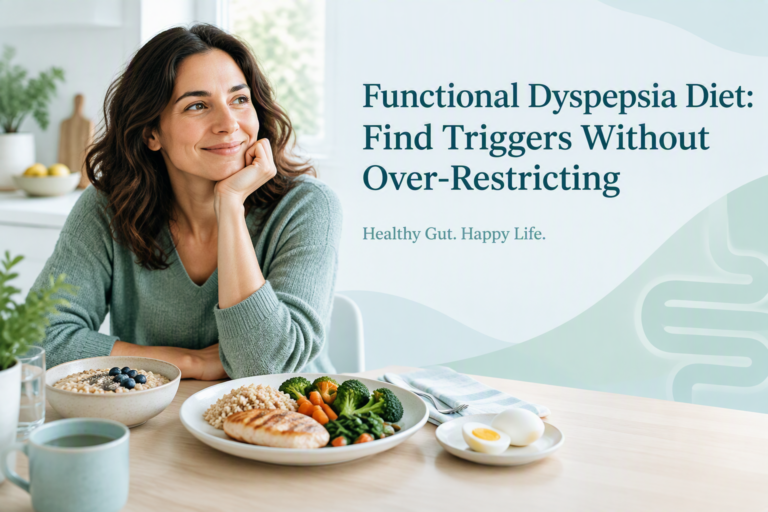 Functional dyspepsia diet with small balanced meals and personal trigger testing