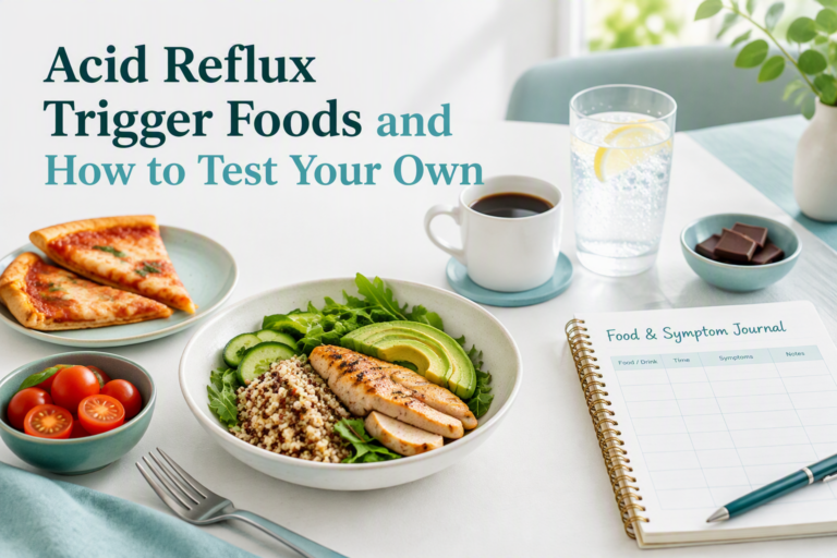 Acid reflux trigger foods with a meal journal for testing personal GERD triggers