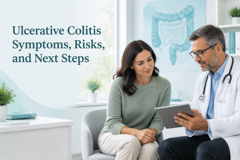 Ulcerative colitis symptoms, risks, and next steps discussed in a medical consultation