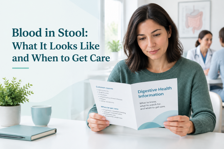 Blood in stool guide explaining what rectal bleeding looks like and when to get care