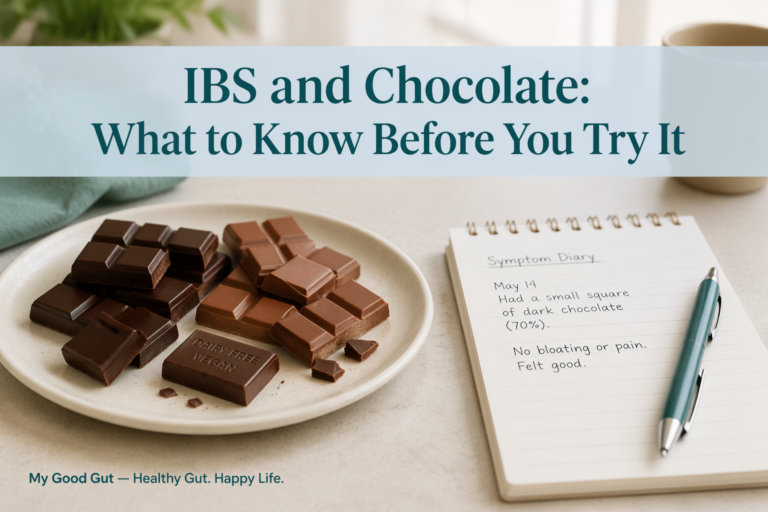 Cover image: IBS and Chocolate: What to Know Before You Try It with chocolate and symptom diary