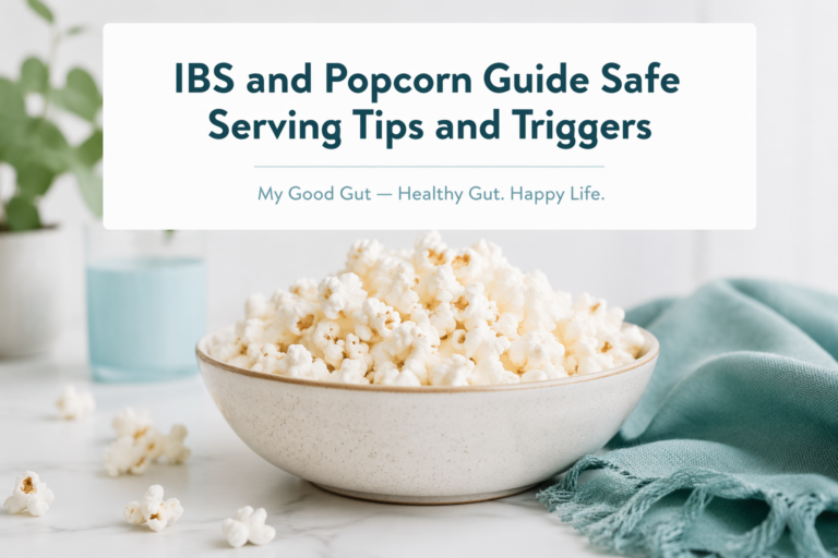 Featured cover showing air-popped popcorn with title 'IBS and Popcorn Guide Safe Serving Tips and Triggers'
