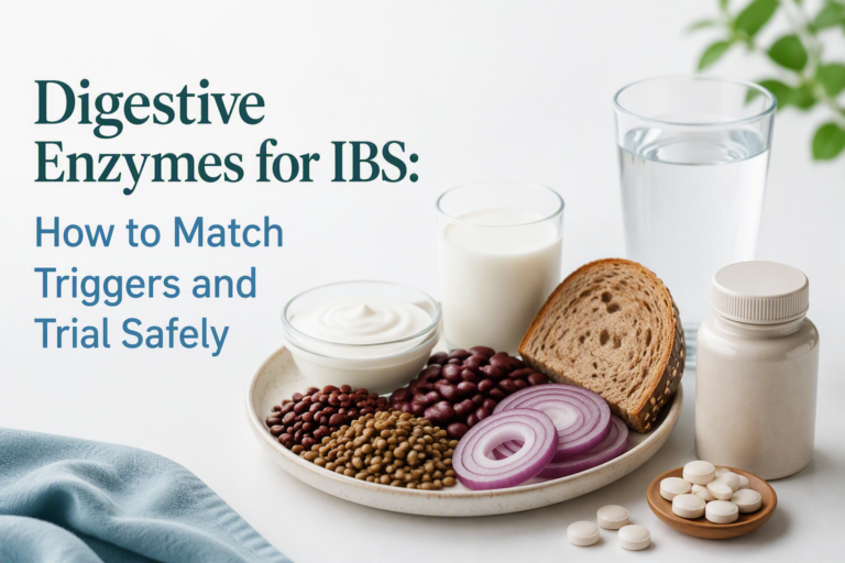 Digestive enzymes for IBS matched to dairy, beans, wheat, and other food triggers