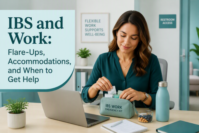 IBS and work planning with an emergency kit, accommodations, and a calm office setting