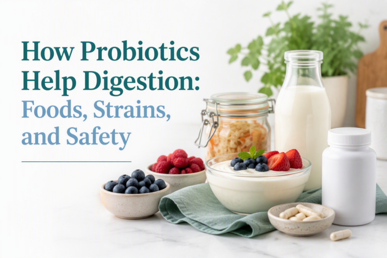 Probiotic foods and supplement for digestion, strains, and safety