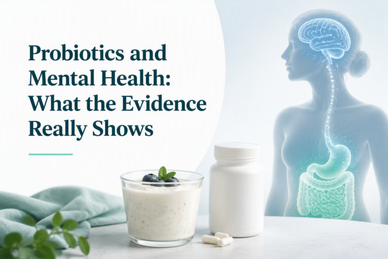 Probiotics and mental health with yogurt, supplements, and a gut-brain connection