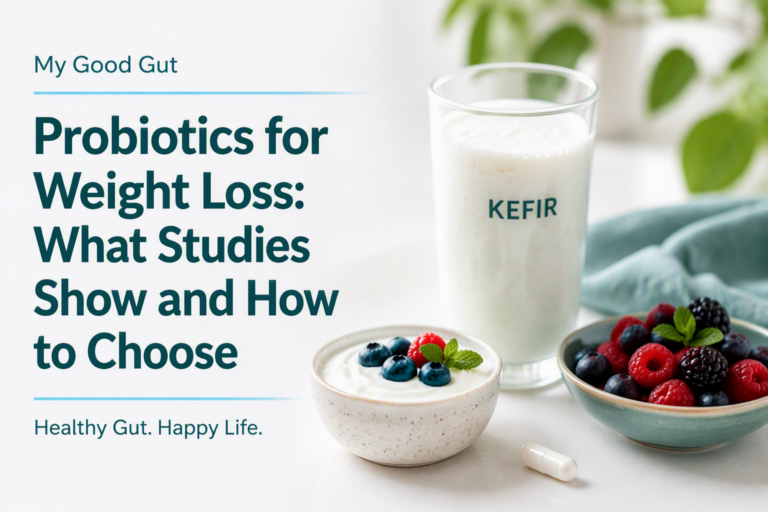 Probiotics for weight loss with yogurt, kefir, berries, and supplements