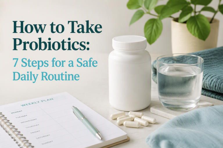 How to take probiotics safely with capsules, water, and a daily routine planner