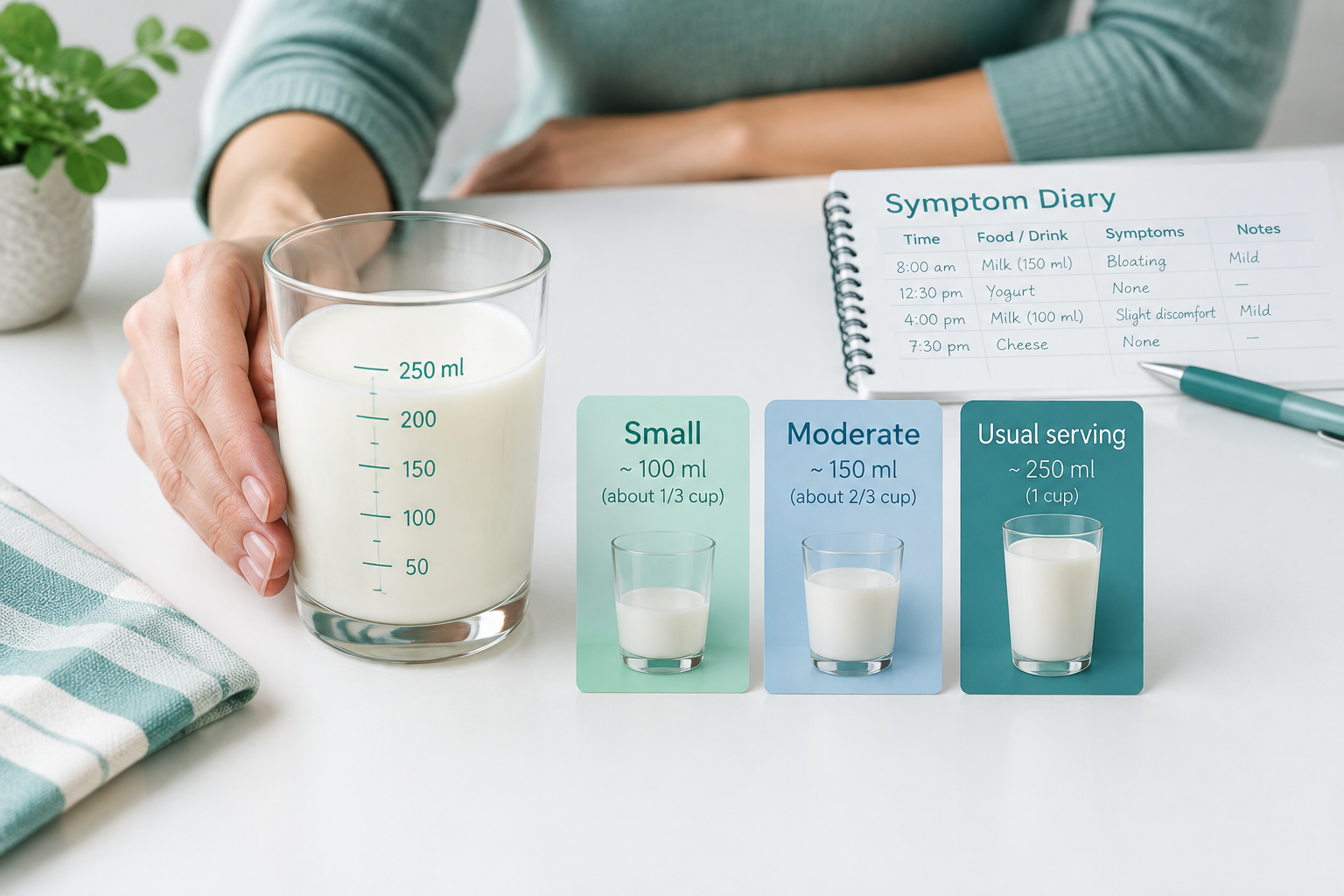 Measured portions used to find a personal lactose threshold