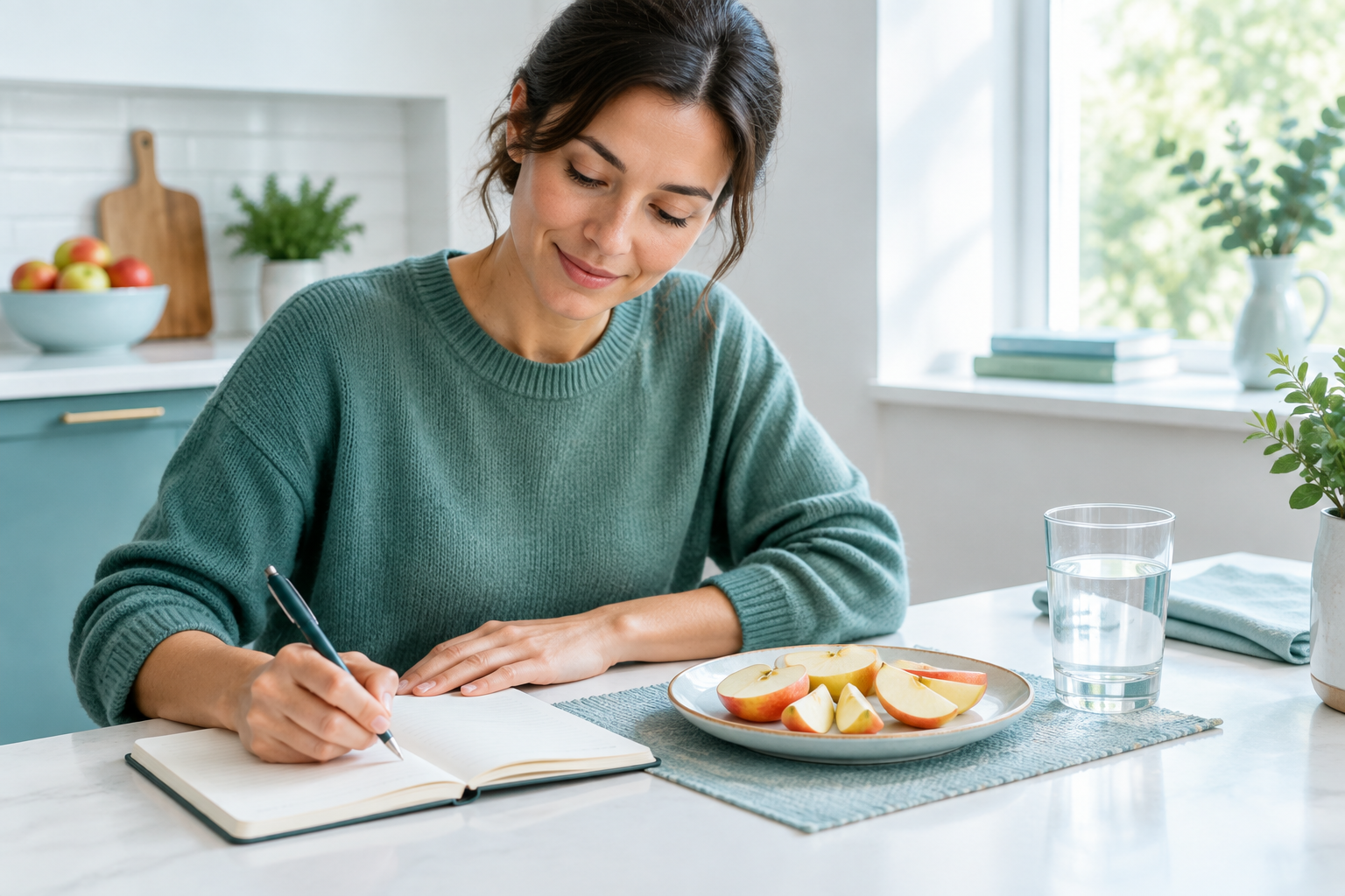 Food journal and measured apple portions for tracking a fructose threshold