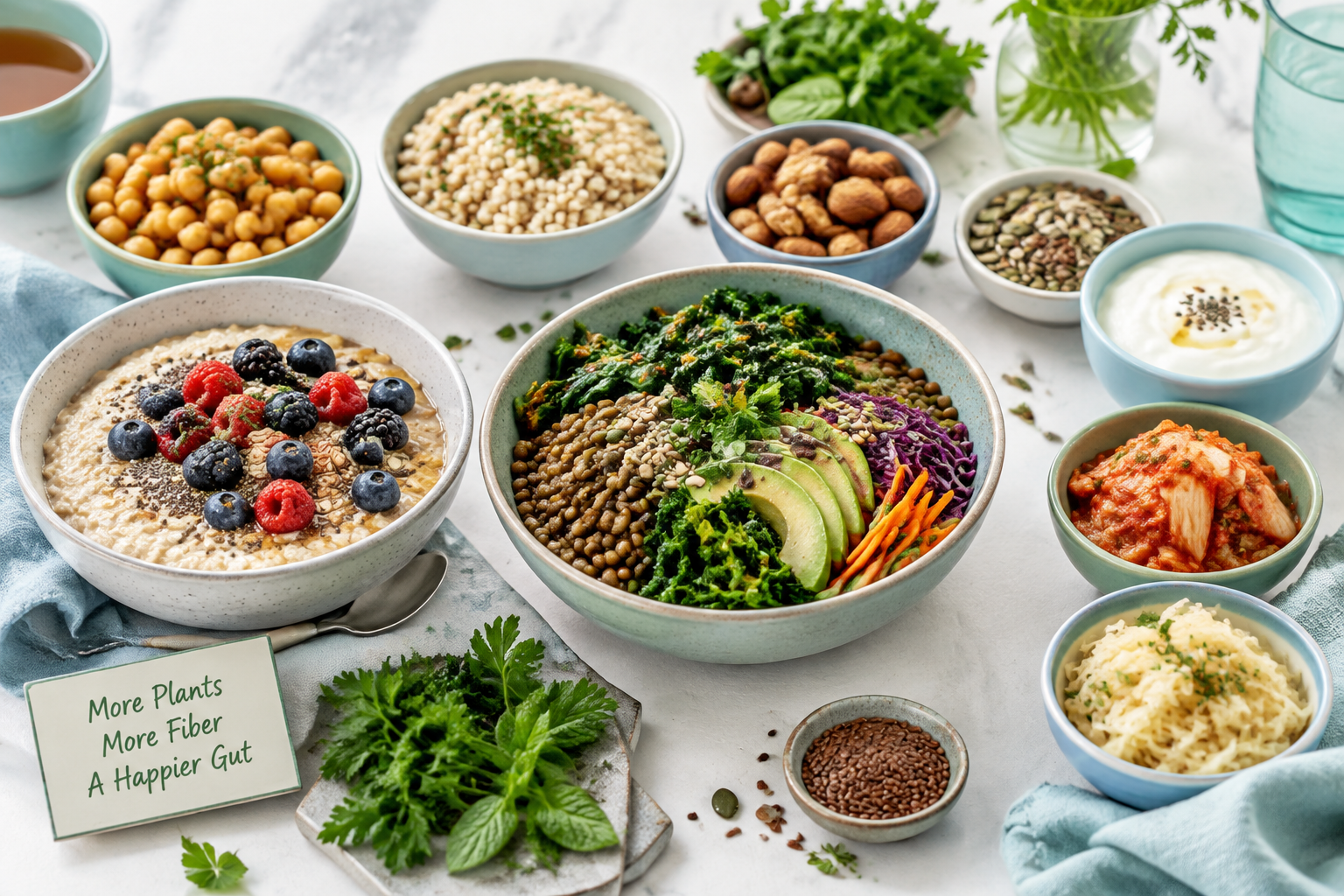 Plant variety, fiber, and fermented foods supporting gut microbiome diversity