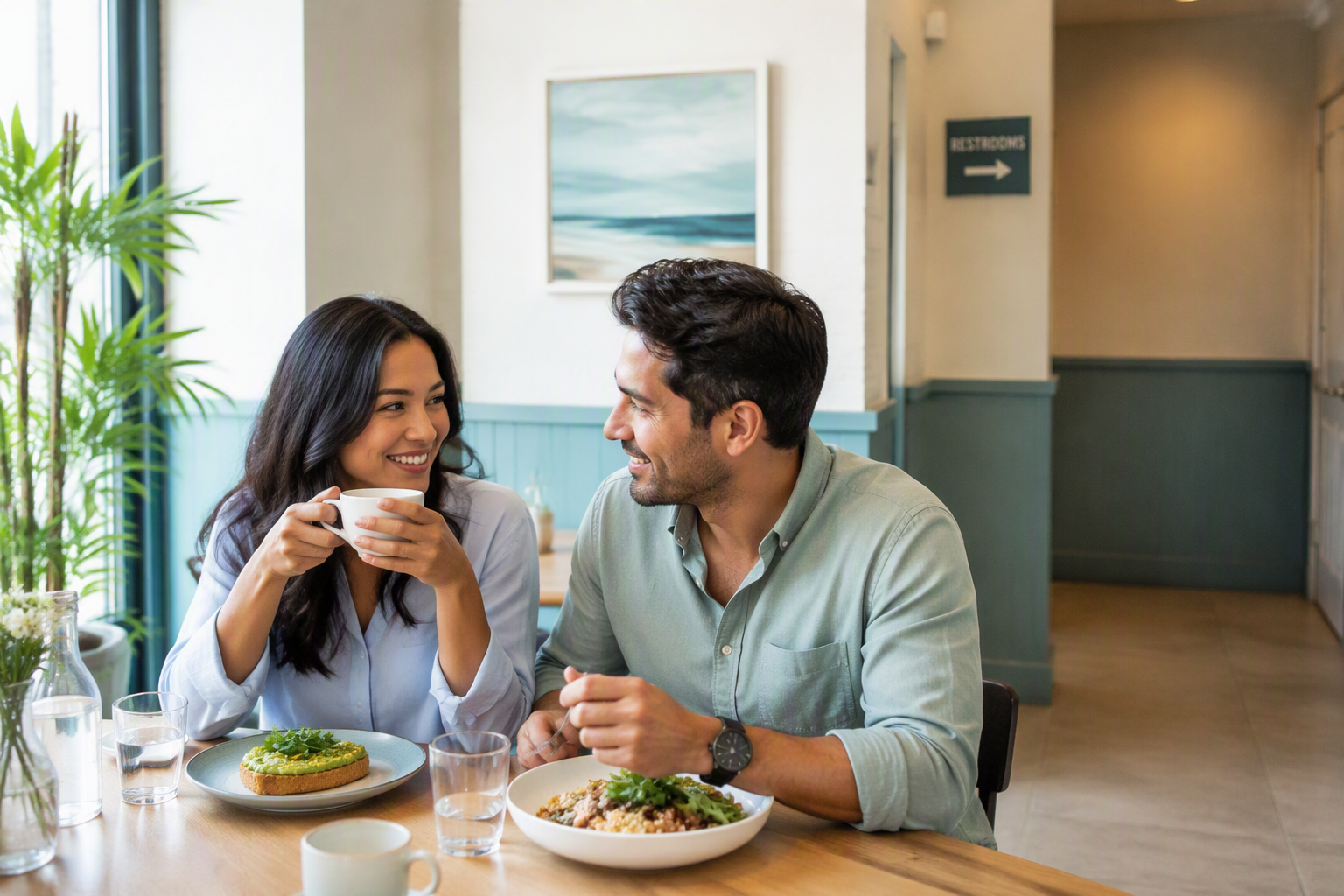 Couple on a flexible IBS-friendly date with nearby bathroom access