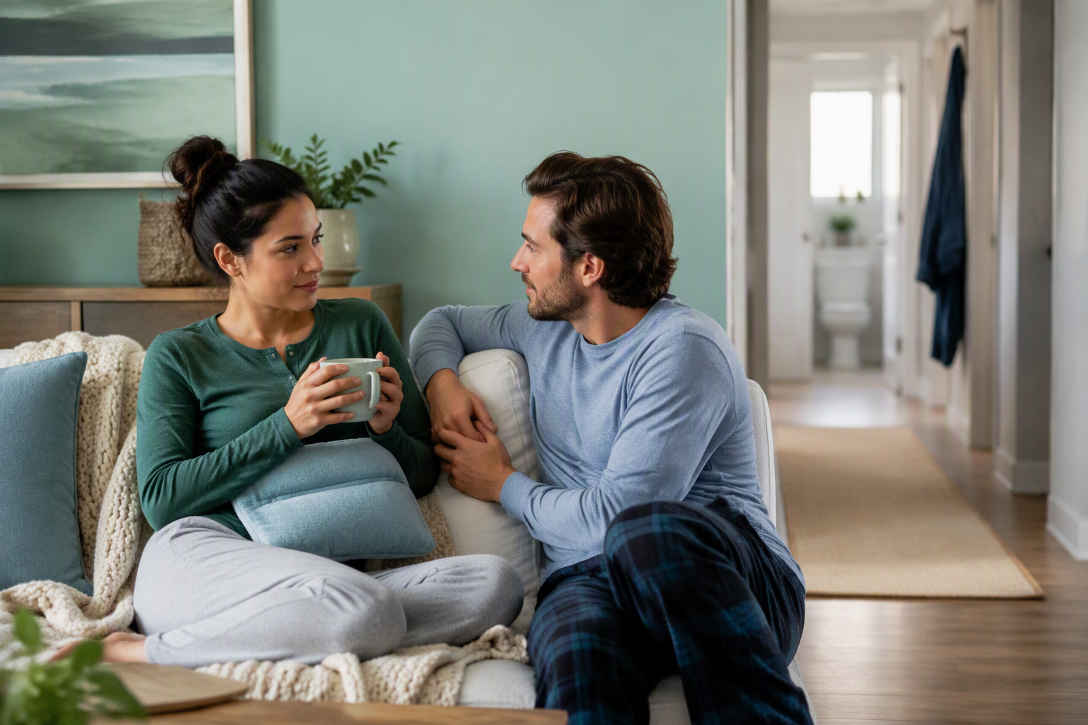 Romantic partners supporting each other through IBS symptoms and relationship stress