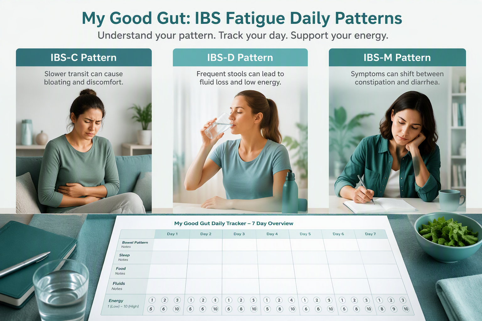 IBS-C, IBS-D, and IBS-M patterns linked with fatigue and a seven-day tracker