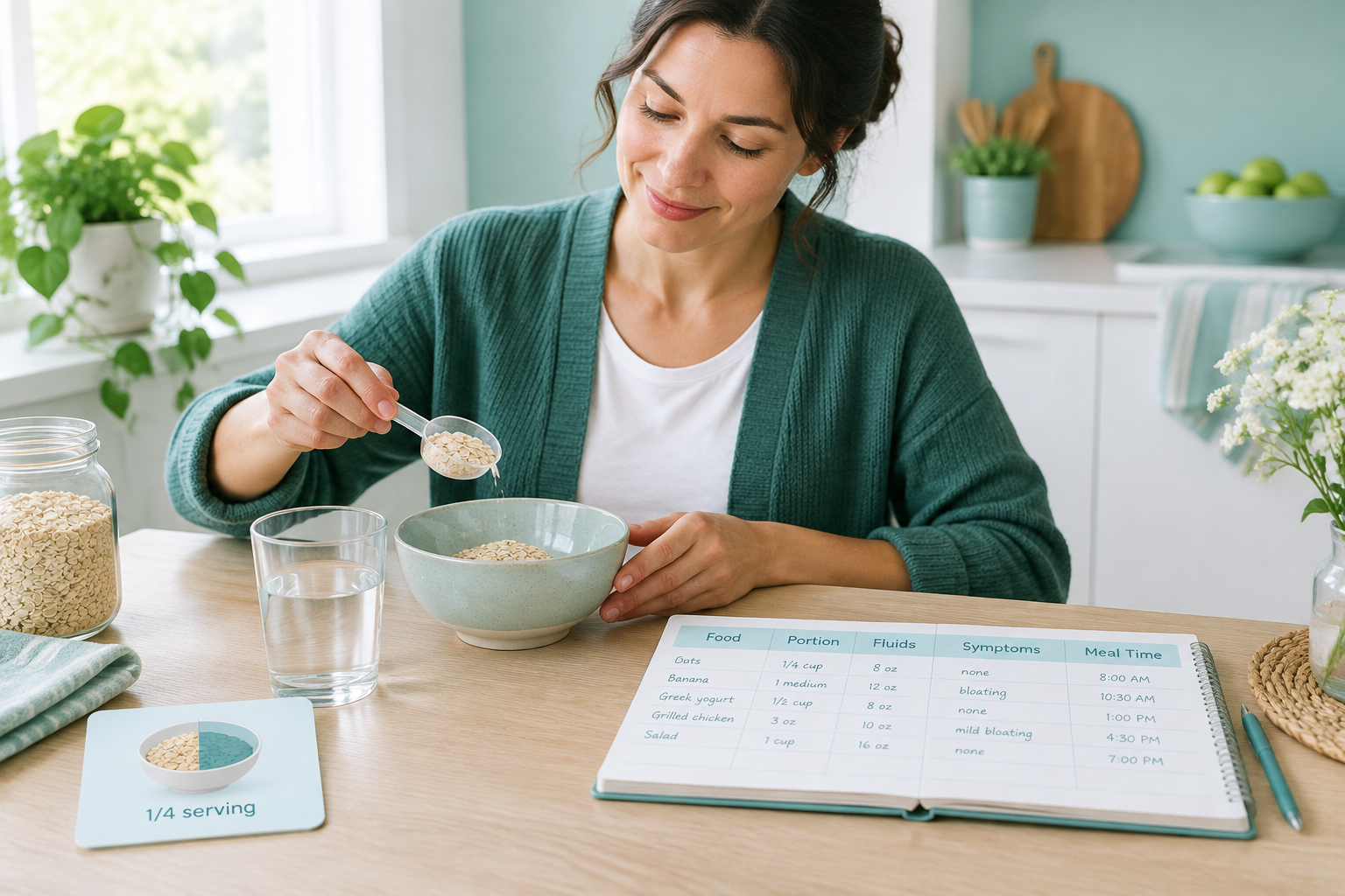 Food and symptom log for gradually adding prebiotics with IBS
