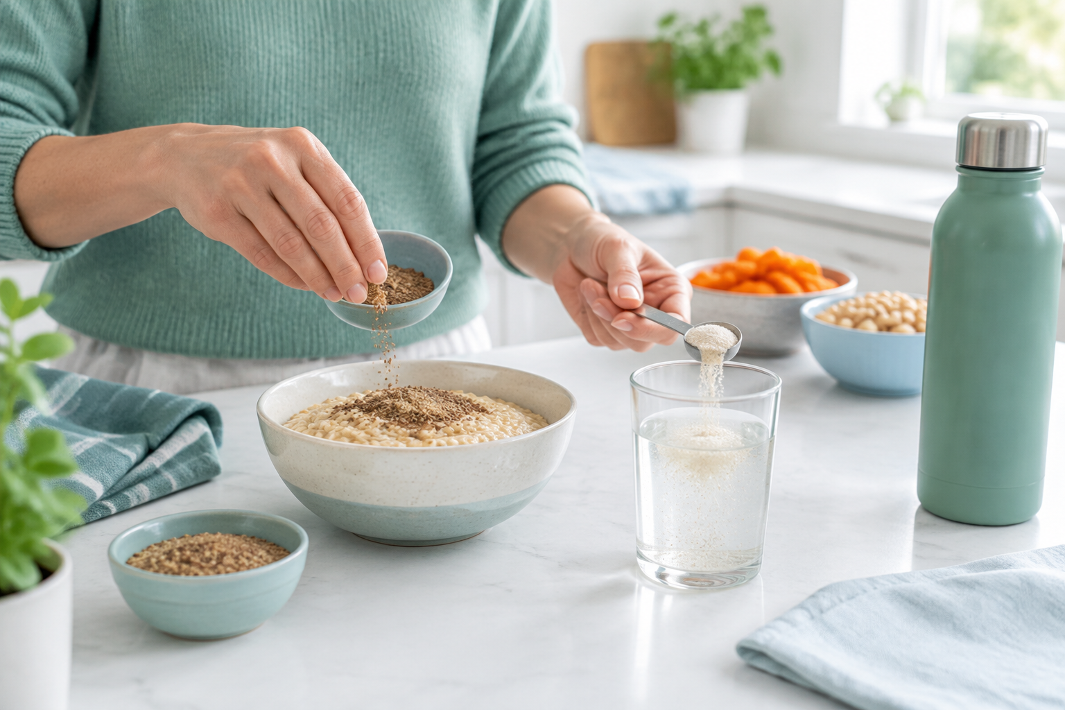 Gradually adding soluble fiber with oats, psyllium, water, and gentle portions