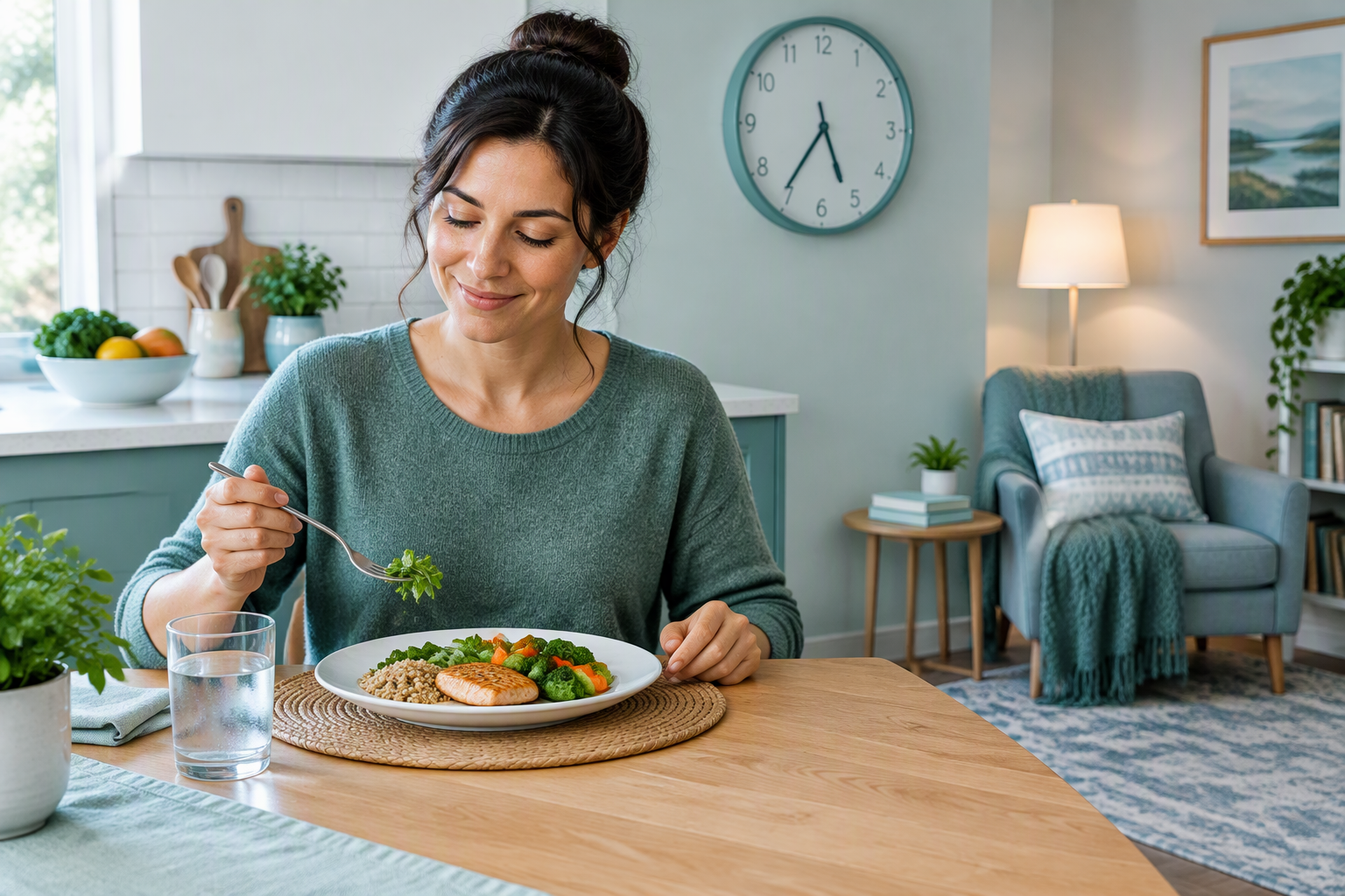 Early dinner and calming evening routine to reduce nighttime acid reflux