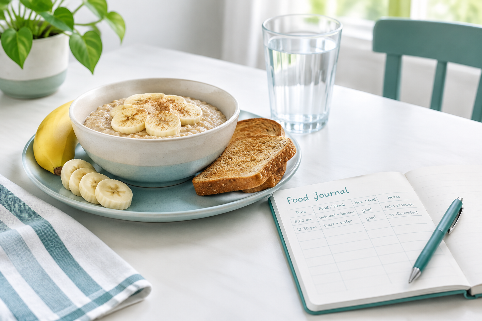 Simple meal and food journal for comfortable eating during peptic ulcer treatment
