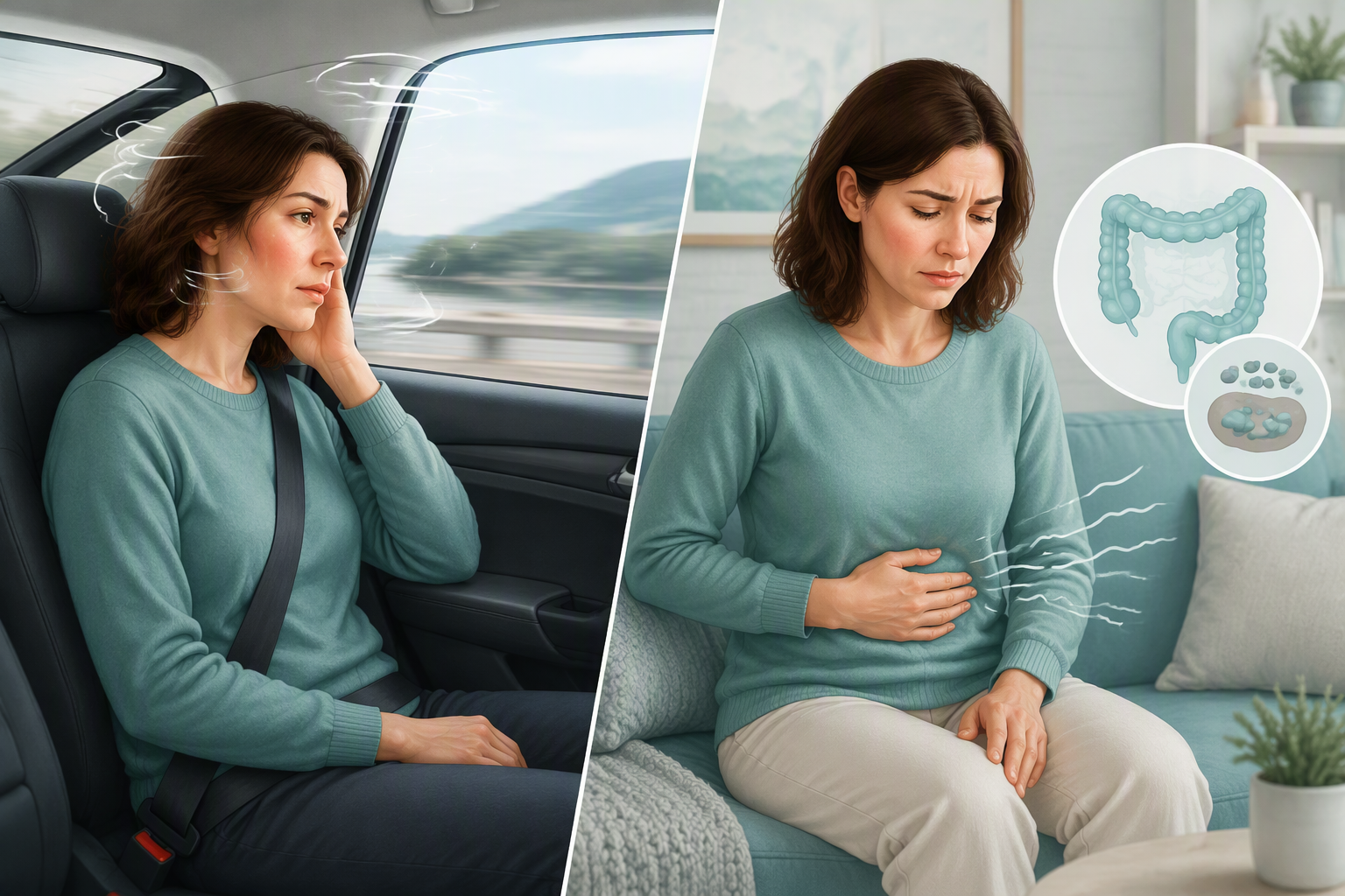 Motion sickness and IBS flare symptoms compared during travel