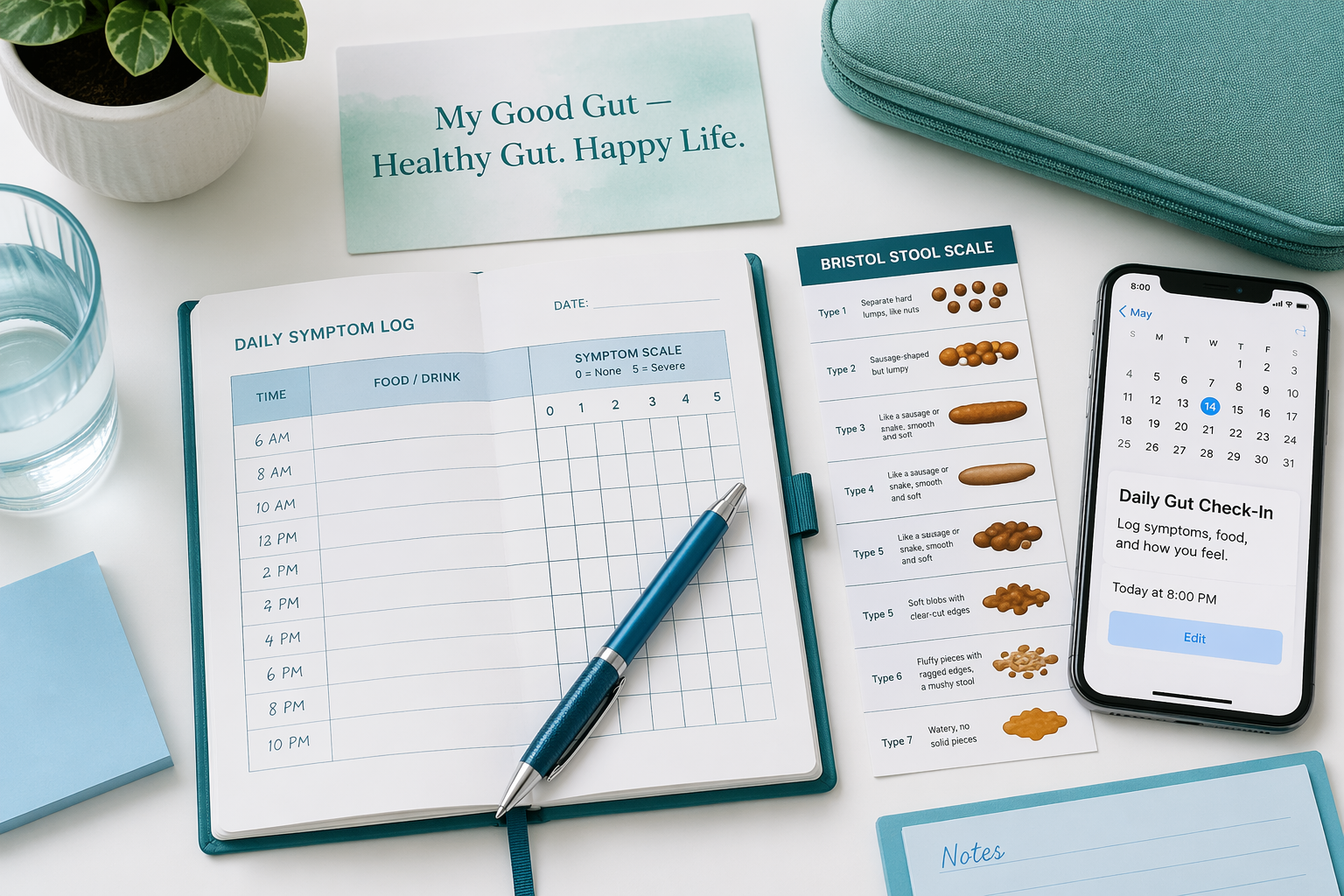 Symptom tracking log and Bristol Stool Scale to monitor IBS gas patterns