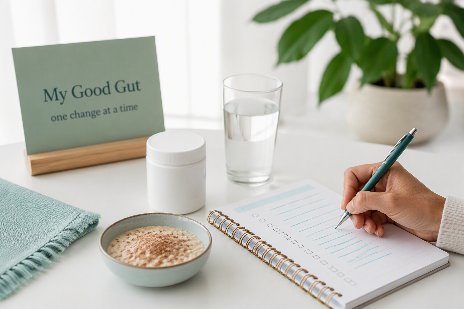 Symptom journal for safely trying probiotics and prebiotics one at a time
