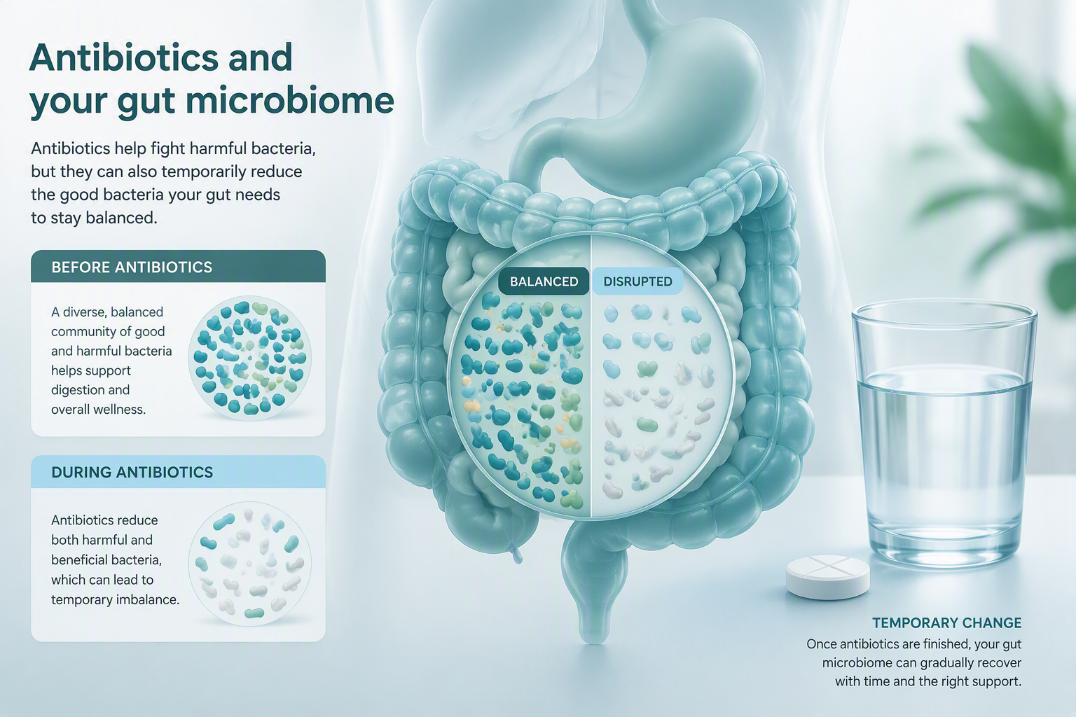 Antibiotics affecting the gut microbiome and causing digestive symptoms
