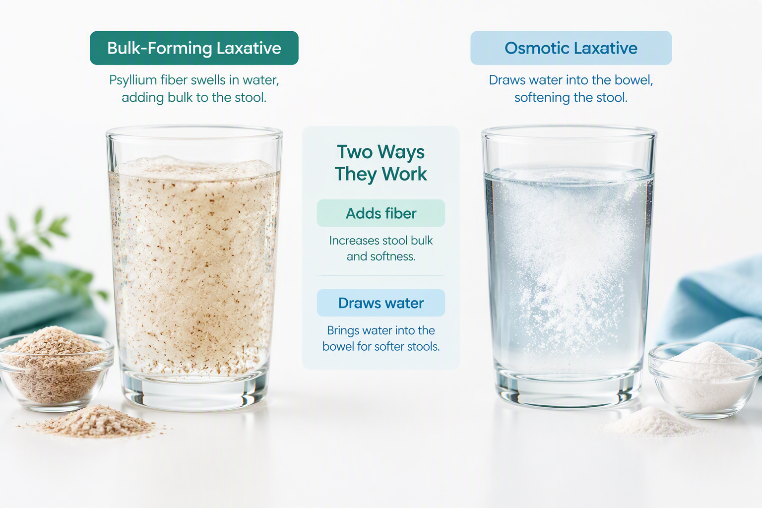 Bulk-forming fiber and osmotic laxatives compared for hard, dry stools