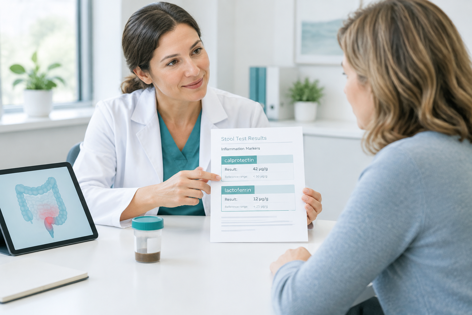 Calprotectin and lactoferrin stool tests used to assess intestinal inflammation